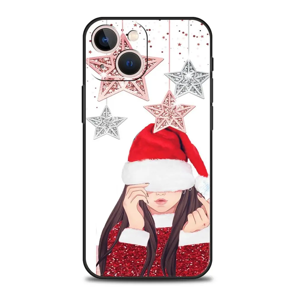 Funda de teléfono de lujo para Apple iPhone 11, 15, 14 Pro MAX, 12, 13, 7, 8 Plus, X, XR, XS, MAX, SE, Funda negra con estampado gráfico de Navidad - imagen 4