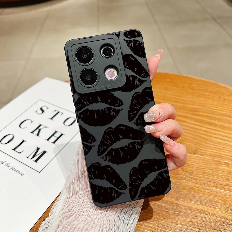 Funda de teléfono de labios negros de estilo gótico para Xiaomi Redmi 13C, fundas para Redmi Note 13, 12 Pro Plus, 5G, 12 S, 11S, 11, 10S, 10, Redmi 12 - imagen 5