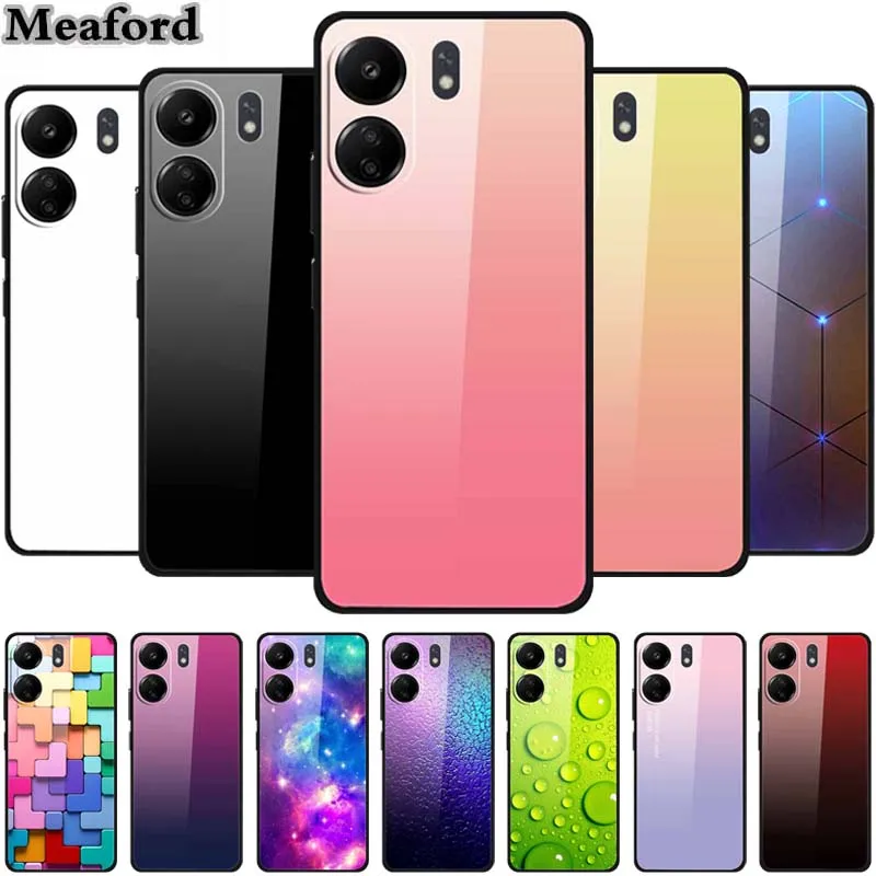 Funda de lujo para Xiaomi Redmi 13C 4G, cubierta de vidrio templado para Redmi 13C 4G, fundas de teléfono 23100RN82L, fundas protectoras de lobo de moda