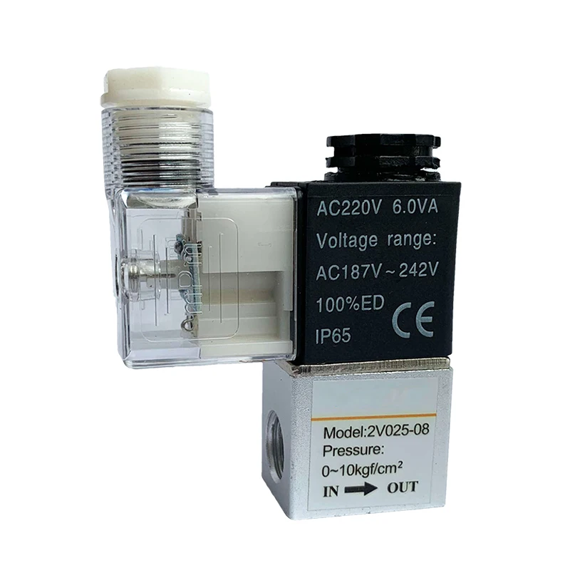 2V025-08 2V025-06 1/4 1/8 para válvula solenoide de aire válvulas de Control neumáticas normalmente cerradas DC 12V 24V 220V 110V 2 vías 2 posiciones - imagen 4