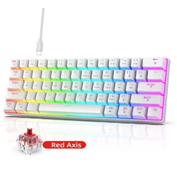 Mini Teclado Mecánico Gaming 61 Teclas Hot-Swap RGB Switch Rojo Tipo C