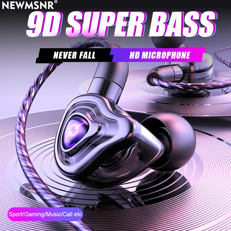 Auriculares intrauditivos con cable 9D Surround Bass tipo C y 3,5mm, auriculares con reducción de ruido para auriculares para juegos Samsung con micrófono HD