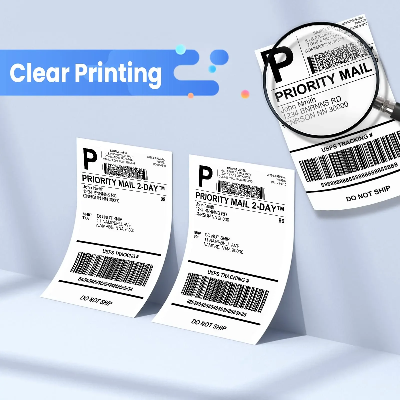 Paquete de 100 etiquetas térmicas directas Fanfold 4x6 etiquetas postales de envío directo compatibles con la impresora PM241 246S D520 - imagen 3