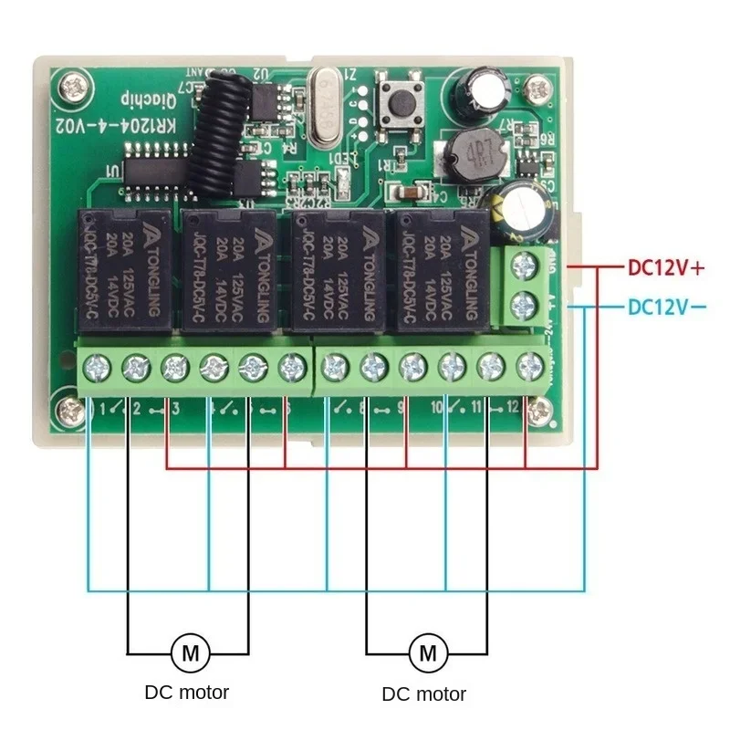 Receptor y transmisor de relé inalámbrico RF, Control remoto Universal de 433MHz, CC de 12V, 24V, 4 canales, para garaje/luz/Motor/LED - imagen 4