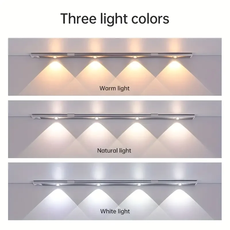 Luz con Sensor de movimiento de aluminio, luz nocturna inalámbrica USB, luz enfriadora de vino para armario de cocina, dormitorio, armario, iluminación interior - imagen 4