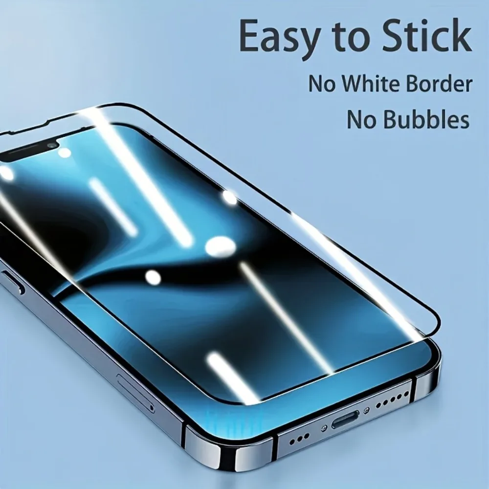 4Pcs Full Cover Tempered Glass for iPhone 17 16 15 14 Pro Max 16e Air 15 14 Plus 13 12 11 Pro XR XS High Clear Screen Protector - imagen 4