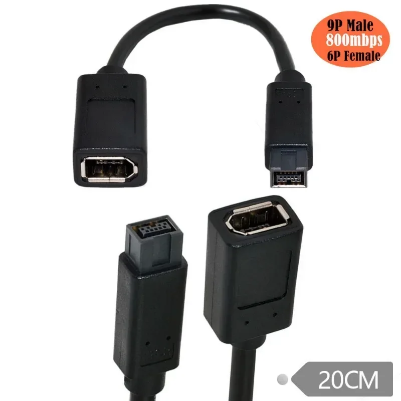 IEEE 1394 IEEE1394 6PIN hembra a 1394b 9PIN macho firewire 400 A 800 Cable adaptador 0,2 m - imagen 2