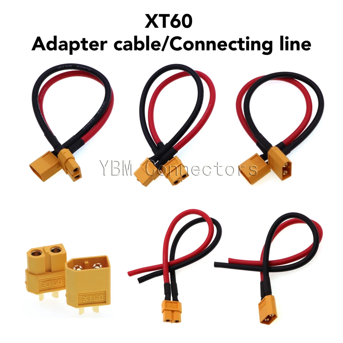 Conector de cargador de batería de litio XT60, modelo de avión, conector macho hembra de alta corriente con cable de silicona de 10/20CM, 12AWG - imagen 2