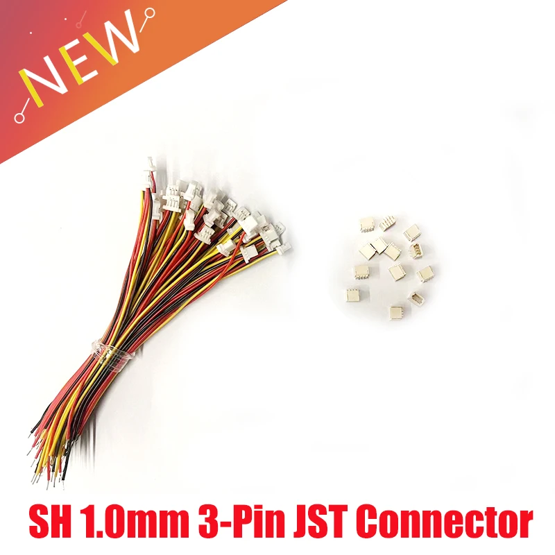 Mini Micro SH conector JST de 3 pines, 10 pares, 1,0mm, 100mm, 28AWG