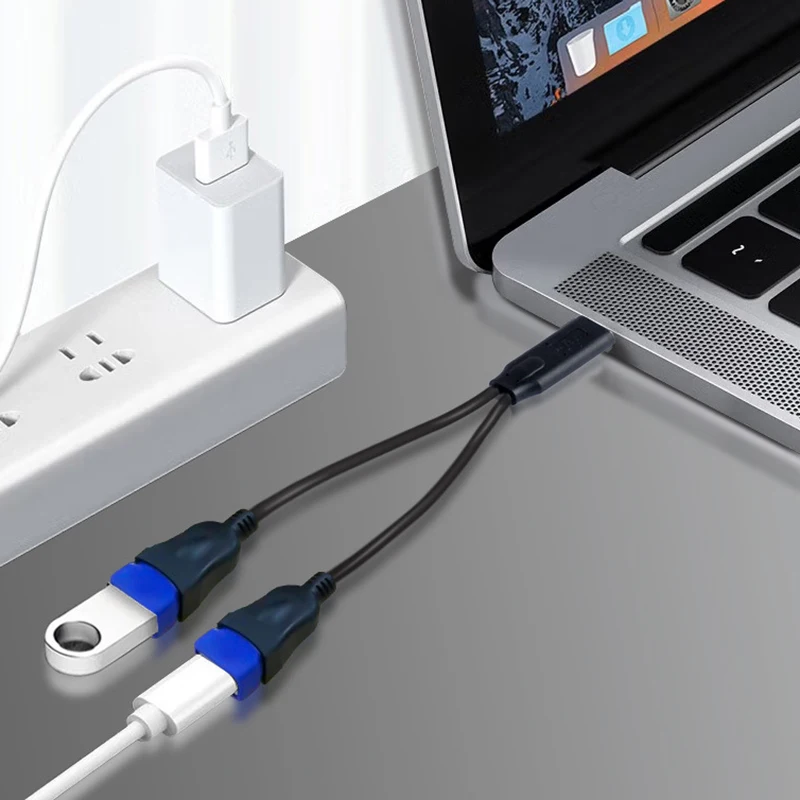Divisor de Cable USB para cargador de teléfono, adaptador de corriente, 2 puertos macho a hembra, expansor múltiple, extensión OTG, enchufe de acoplamiento de carga - imagen 4