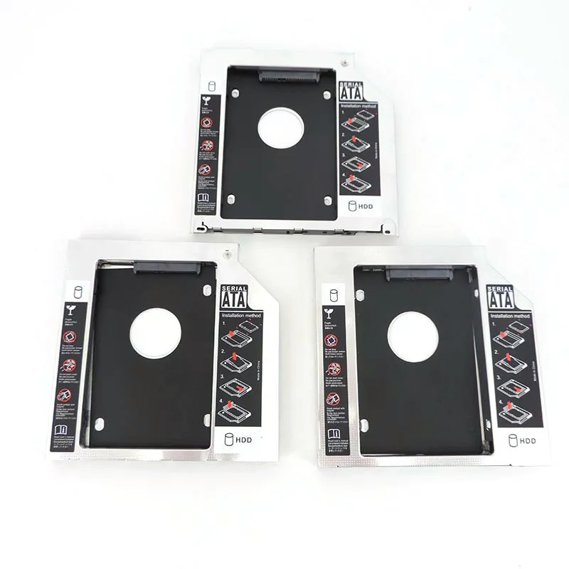 Caja de aluminio para unidad de disco duro HDD Caddy de segunda segunda segunda, 9,5mm, 12,7mm, Optibay para SATA 3,0, 2,5 pulgadas, SSD, DVD, CD-ROM, caja adaptadora - imagen 2