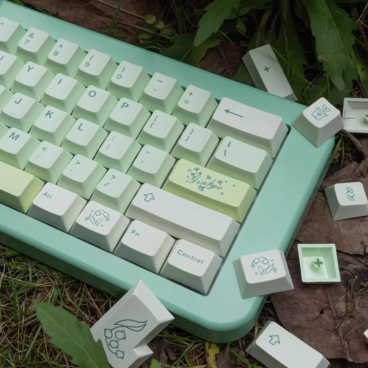 Teclas con tema de Ginkgo de 143 teclas para teclado mecánico, teclas personalizadas con perfil de cereza, teclas de sublimación DIY - imagen 4