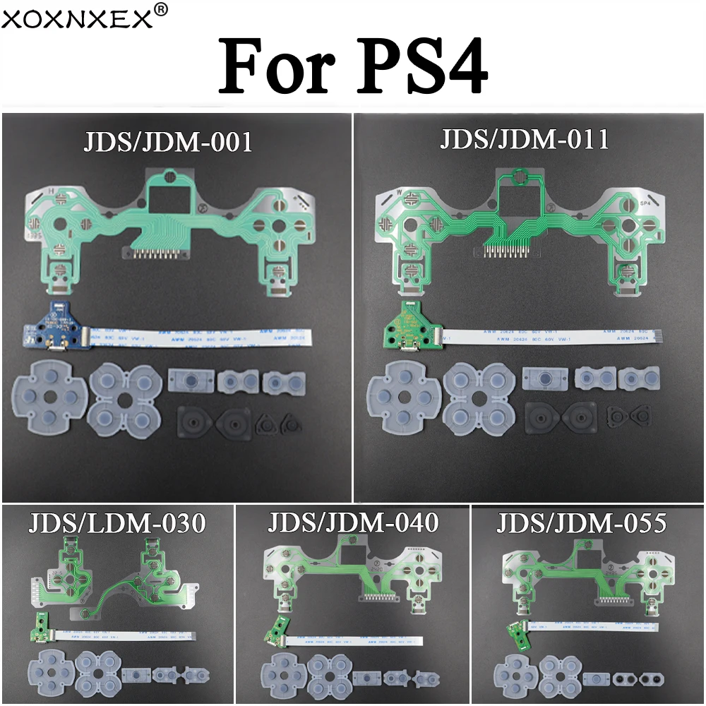 1 Juego para PS4 JDS 001 011 030 040 055 goma conductora puerto de carga USB placa de enchufe Cable de cinta flexible teclado de película conductora ﻿