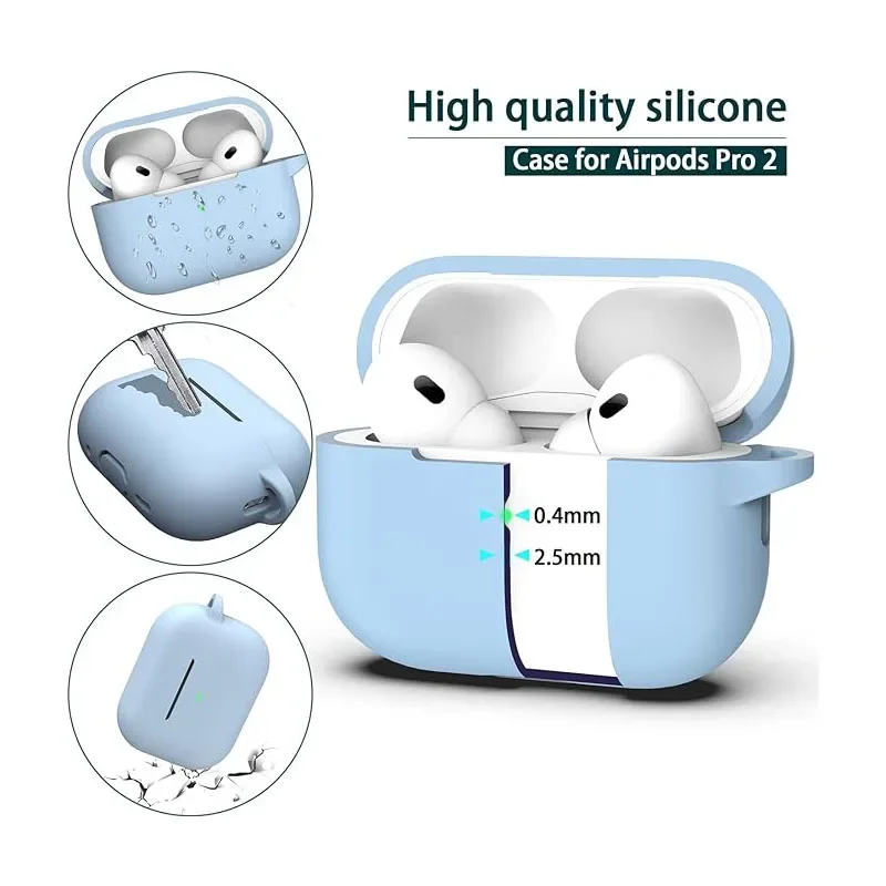 Funda AirPods Pro de 2.a / 1.a generación con llavero, accesorio de piel de silicona totalmente protegido, luz LED frontal visible - imagen 3
