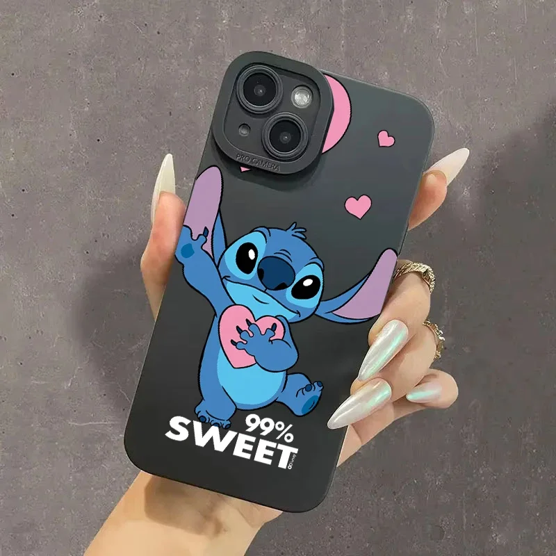 Funda de teléfono de dibujos animados felices coloridos de Disney Stitch para iPhone 15 16 14 13 12 11 Pro Max XR XS X 7 8 Plus MINI Y2K bonita funda Kawaii - imagen 3