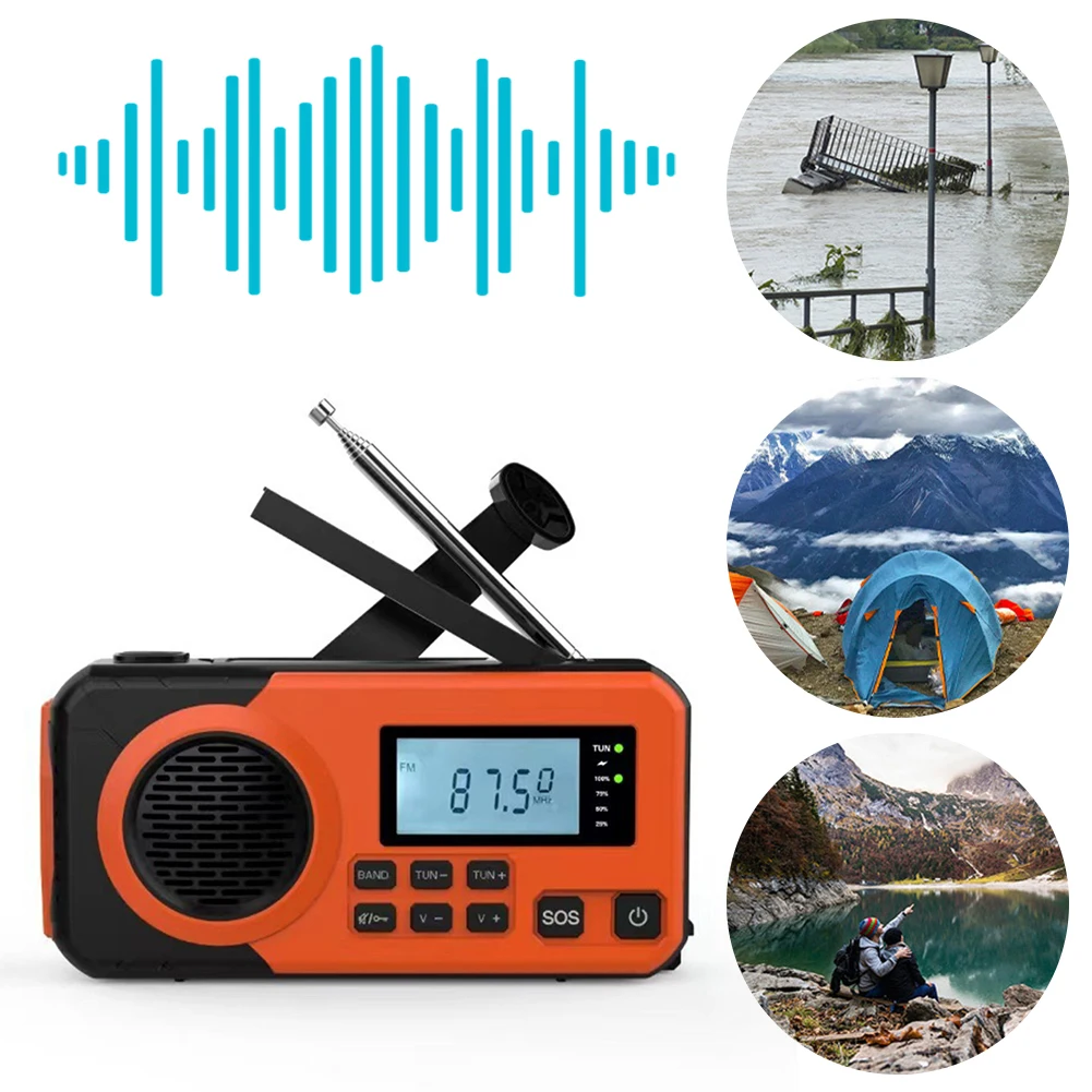 Radio portátil de energía Solar con manivela de 5000mAh, Radio meteorológica AM/FM/SW con alarma SOS, linterna, Powerbank, Radio de emergencia para exteriores - imagen 3