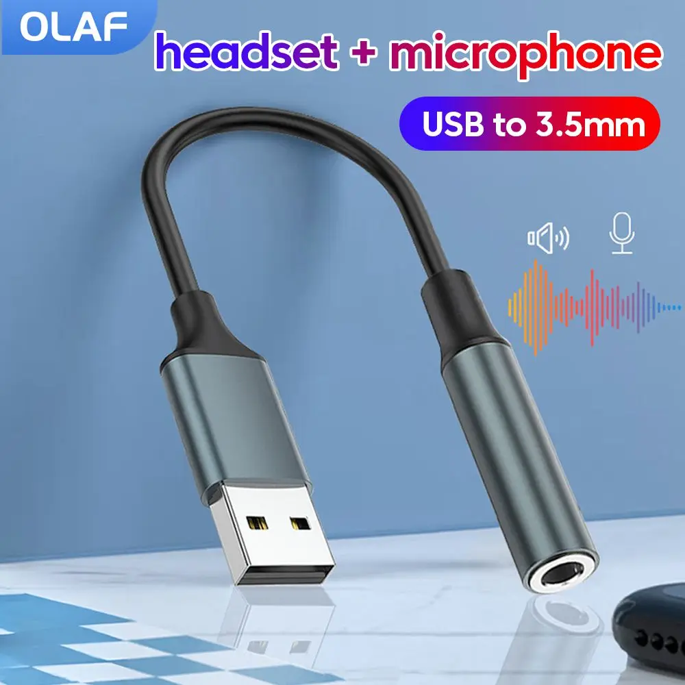 Adaptador de Cable auxiliar de Audio USB a 3,5 MM, tarjeta de sonido externa, USB hembra a conector de 3,5 MM, adaptador de micrófono para auriculares para PC portátil