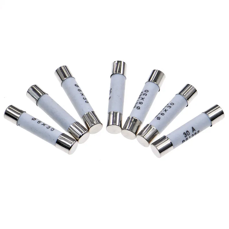 50 Uds 6mm * 30mm 250V kit surtido de tubos de fusible cerámico de soplado rápido paquete mixto 0.5A 1A 2A 3A 5A 10A 15A 20A 25A 30A - imagen 4