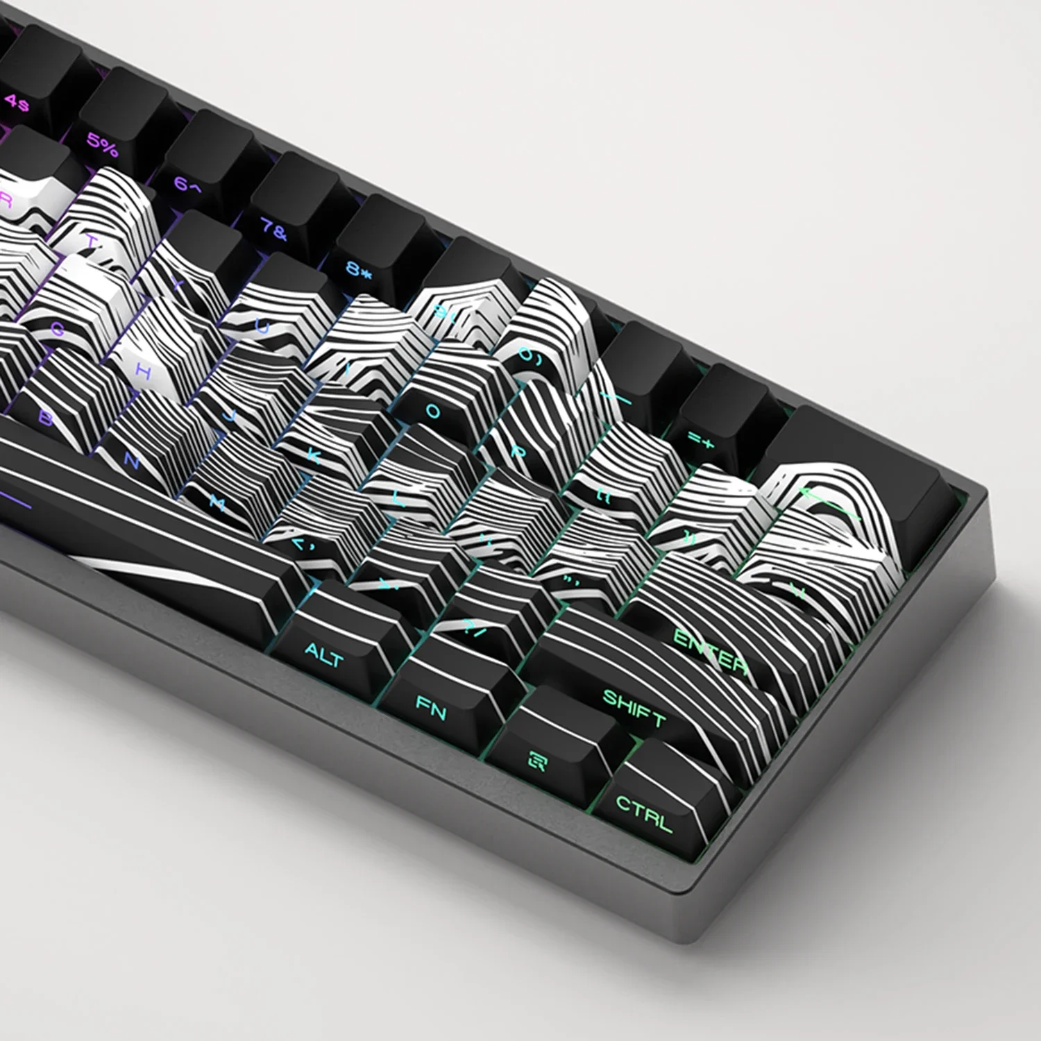 Teclas de montaña de 130 teclas, PBT, estampado lateral de cereza, blanco y negro, Kit de teclado mecánico, teclas para Lucky65 V2 Wooting - imagen 3