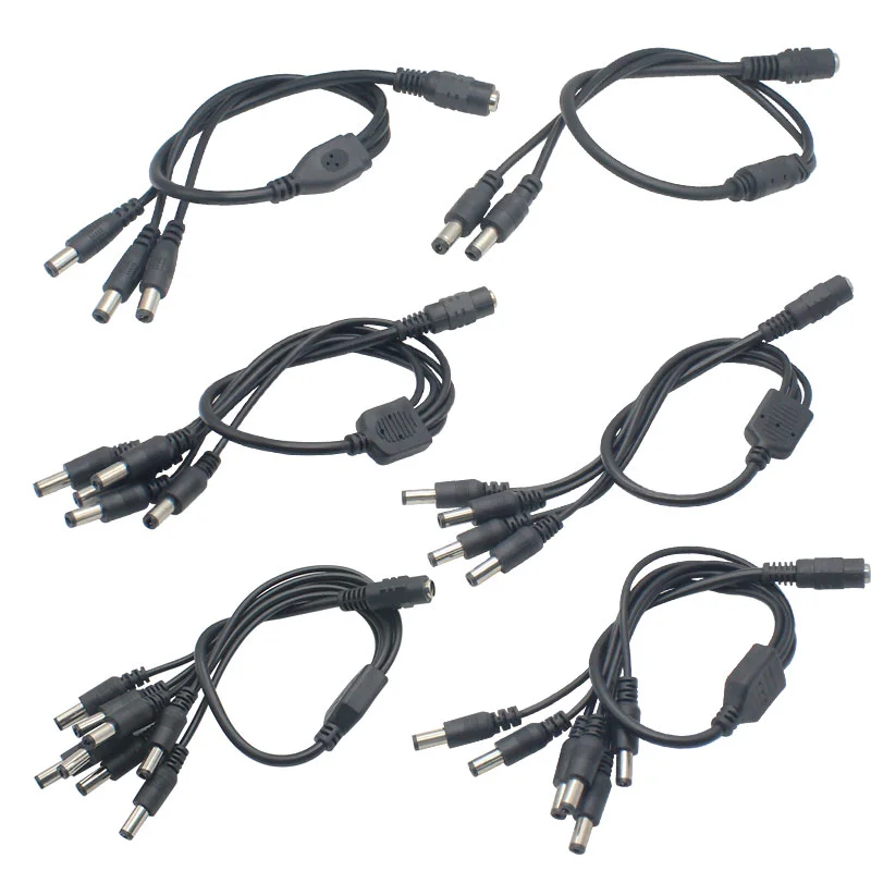 Enchufe divisor de alimentación de 12V CC, 1 hembra a 2, 3, 4, 5, 6, 8, Cable macho CCTV, Cable de cámara, ACCESORIOS CCTV, adaptador de fuente de alimentación de 2,1x5,5mm - imagen 3
