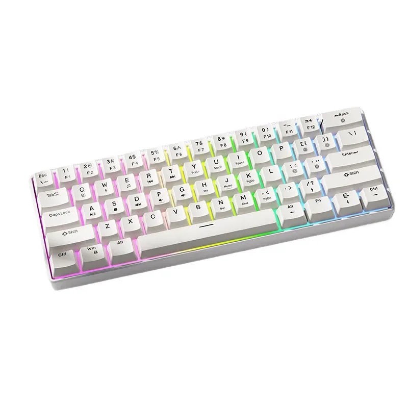 Teclado mecánico con cable 60% gamer bluetooth teclados retroiluminados para tableta mini teclado ergonómico blanco - imagen 2