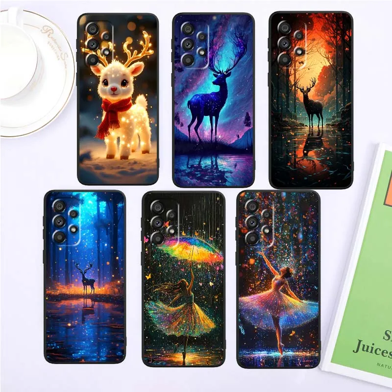 Funda de teléfono negra brillante luminosa para Samsung A42 A41 A35 A34 A33 A32 A25 A24 A23 A21s A04 A03 Note 20 Ultra 5G