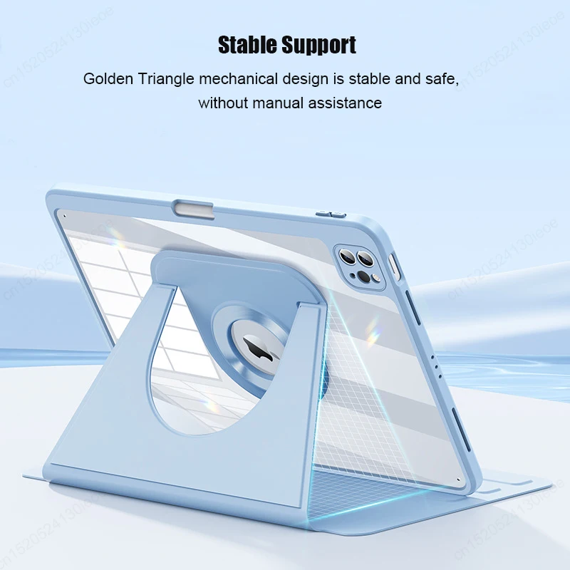 Funda magnética para iPad Air 4th, 5th, 10,9 Pro, 11, 12,9, 13 pulgadas, 10, 10, 10,2, 9, 8, 7. ª generación, funda trasera desmontable giratoria - imagen 4