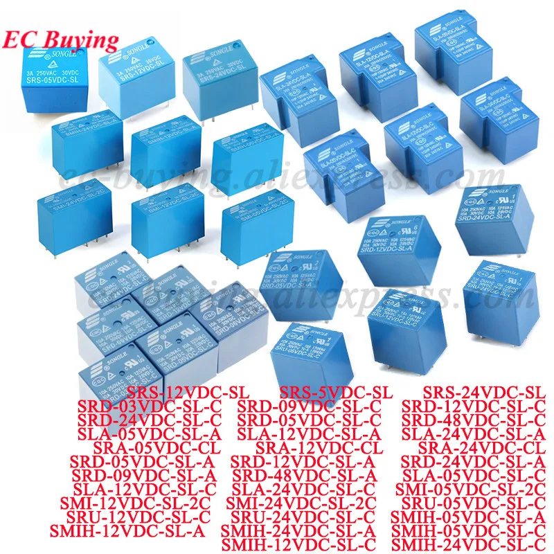 1-10 Uds relé SRD-03VDC-SL-C SRD-05VDC-SL-C SRD-24VDC-SL-C SRD-12VDC-SL-C 3V 5V 6V 9V 12V 24V 48V 10A 250VAC 5PIN relés