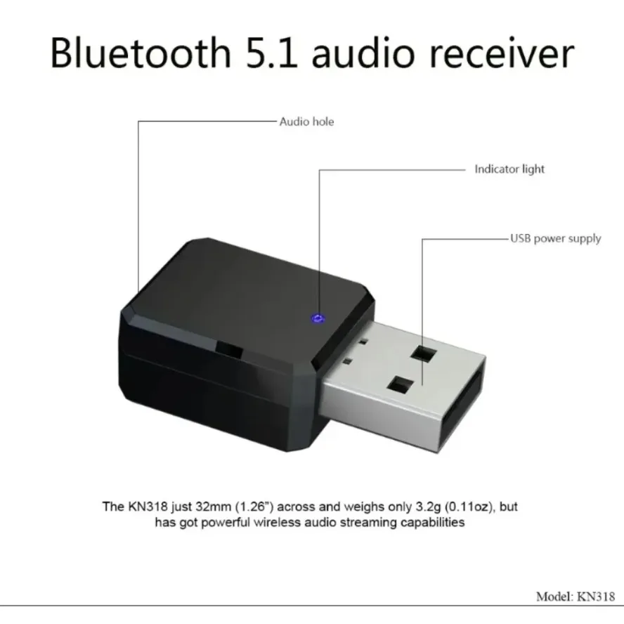 Kit Bluetooth 5,1 para coche, música inalámbrica, adaptador receptor de Audio Aux Usb de 3,5 Mm, estéreo Bluetooth para Radio de coche, vídeo, Mp3, Pc - imagen 3
