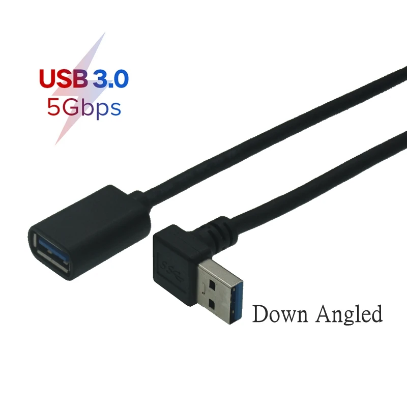 50cm USB 3,0 macho a USB 3,0 hembra Cable de extensión de 90 grados adaptador extensor transmisión rápida izquierda/derecha/arriba/abajo ángulo 30CM - imagen 4