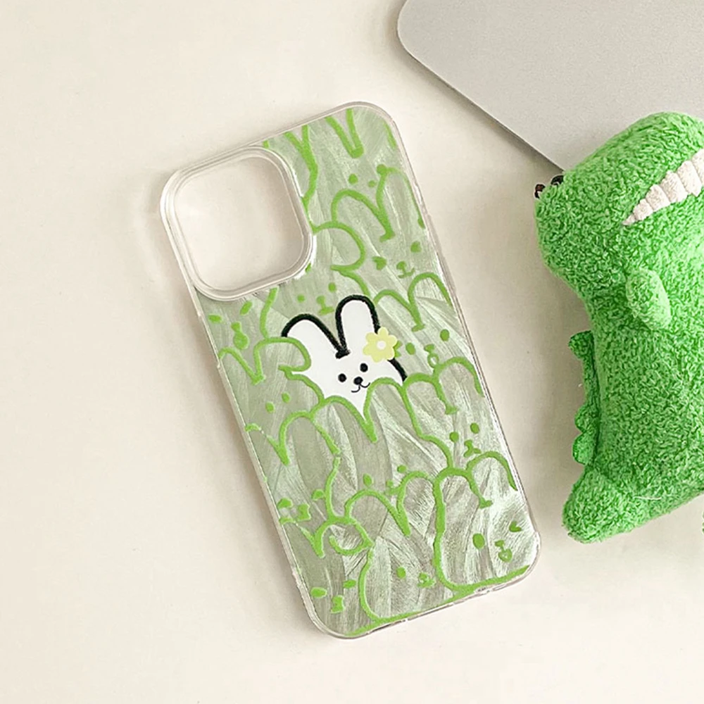 Fundas de teléfono de conejo de líneas múltiples, color verde, para Honor 400 200 Magic 7 Lite 200 Pro X9a X9c X8b X8a, funda de silicona para parejas - imagen 3