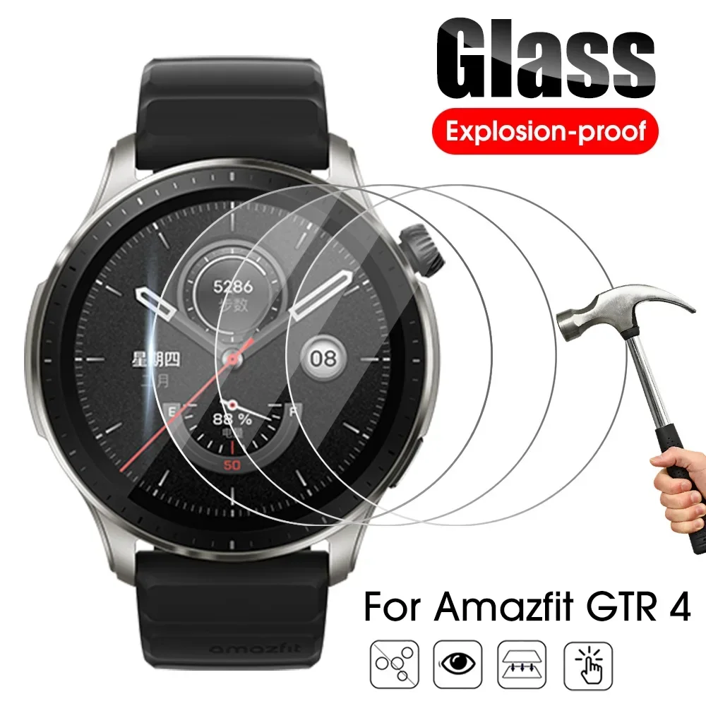 Protector de pantalla de vidrio templado para Amazfit GTR 4, película protectora de vidrio HD antiarañazos para accesorios de reloj inteligente Amazfit GTR4 - imagen 2