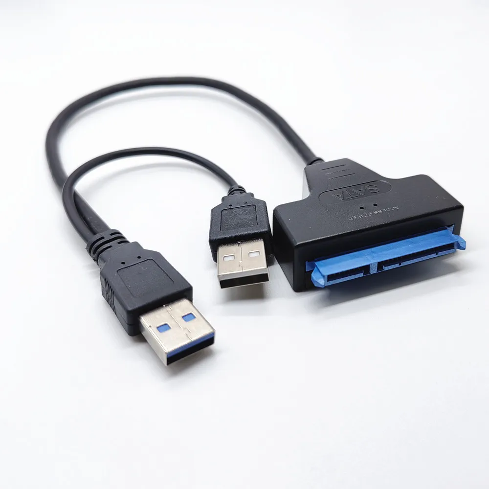 Cable adaptador USB 3,0/USB2.0 a SATA de 22 pines para SSD HDD de 2,5/3,5 pulgadas, convertidor de unidad de disco duro de alimentación externa de alta velocidad