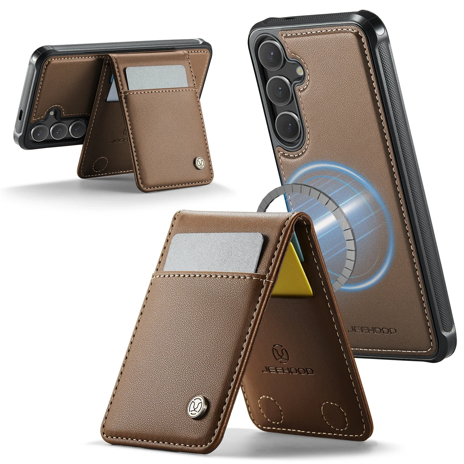 Funda Solt 2 en 1 con tarjetas verticales desmontables magnéticas para Samsung Galaxy S25 Ultra S24 S23 Plus A56 A16, funda con soporte tipo billetera - imagen 3