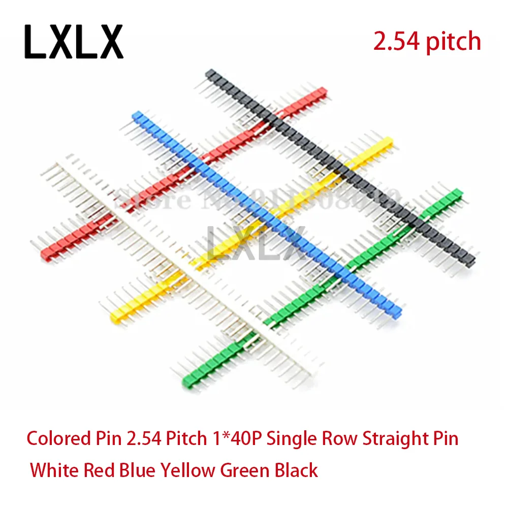 LXLX1 100 Uds Pin colorido 2,54 paso 1*40P Pin recto único blanco rojo azul amarillo electrónico