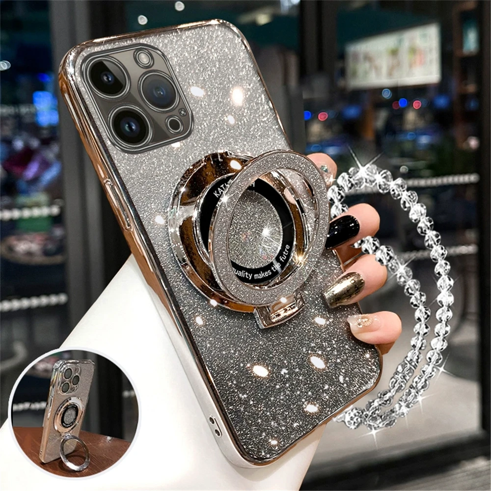 Para Redmi Note 13 4G funda Redmi Note 13 Pro 5G 4G funda Note 13 Pro + Plus pulsera de cristal anillo brillante soporte contraportada - imagen 4