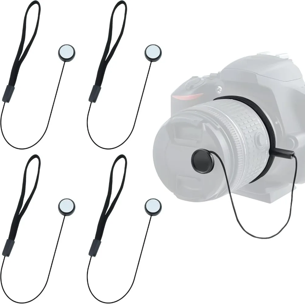 Tapa de lente de cámara Universal, cuerda antipérdida, cubierta de lente anticaída, correa de cordón para DSLR, tapa protectora, 5/10 Uds. - imagen 3