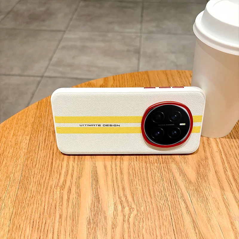 Para Honor Magic 7, 7 Pro, 7 RSR funda ELVEV pista amarilla sensación de piel PU funda dura para teléfono de PC