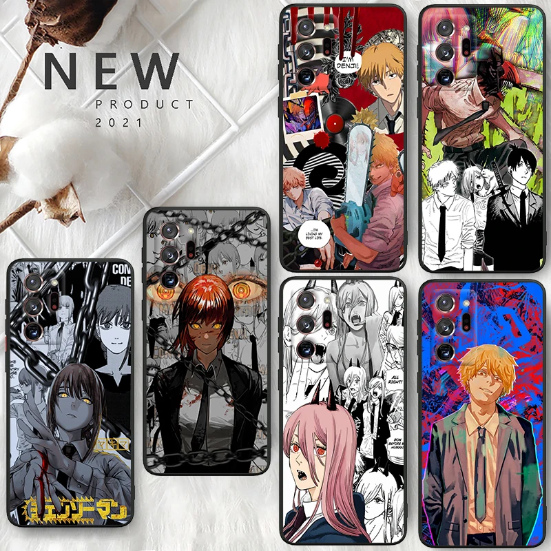 Anime motosierra hombre para Samsung A55 A35 A25 A15 A14 A73 A53 A13 A05S A03S A02S A71 A52 A32 funda de teléfono suave negra