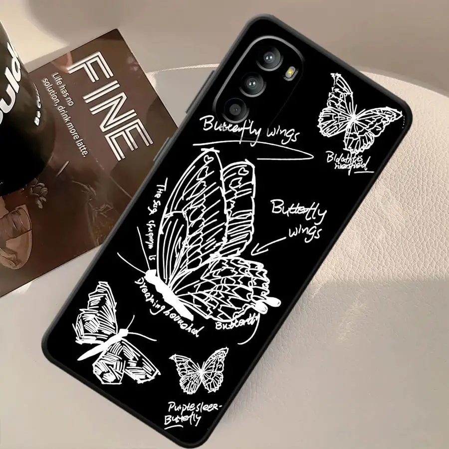 Hermosa mariposa negra funda de teléfono suave para Motorola Mot G52 Edge 20 Pro 30 Lite G71 G22 Edge40 G32 G50 G53 G30 G60s G60 - imagen 2