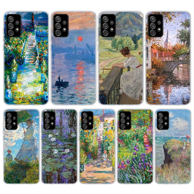 Funda de teléfono Claude Monet Garden Lotus Bridge para Samsung Galaxy A56 A55 A54 A53 A17 A16 A15 A14 A13 A36 A35 A34 A33 A26 A25 A24 A