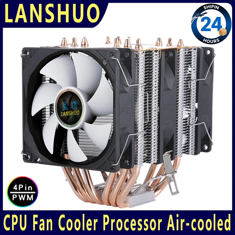 LANSHUO 6 torres gemelas de tubo de calor ventilador enfriador de CPU X99 E5 i3 i5 i7 i9 procesador Compatible LGA115x 1200 1700 1851 2011 2066 AM4 AM5 - imagen 2