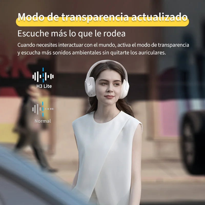 QCY-auriculares inalámbricos H3 Lite ANC, cascos por encima de la oreja con Bluetooth 5,3, cancelación activa de ruido, controlador de 40mm, sonido HiFi - imagen 5