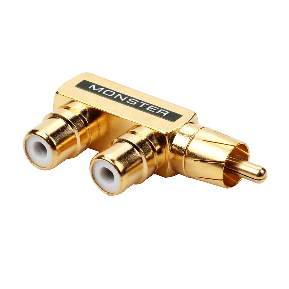 Conector Lotus macho a RCA hembra, divisor de 3 vías tipo T para AV, Adaptador convertidor de Audio y Video, Latón chapado en oro de cobre - imagen 4
