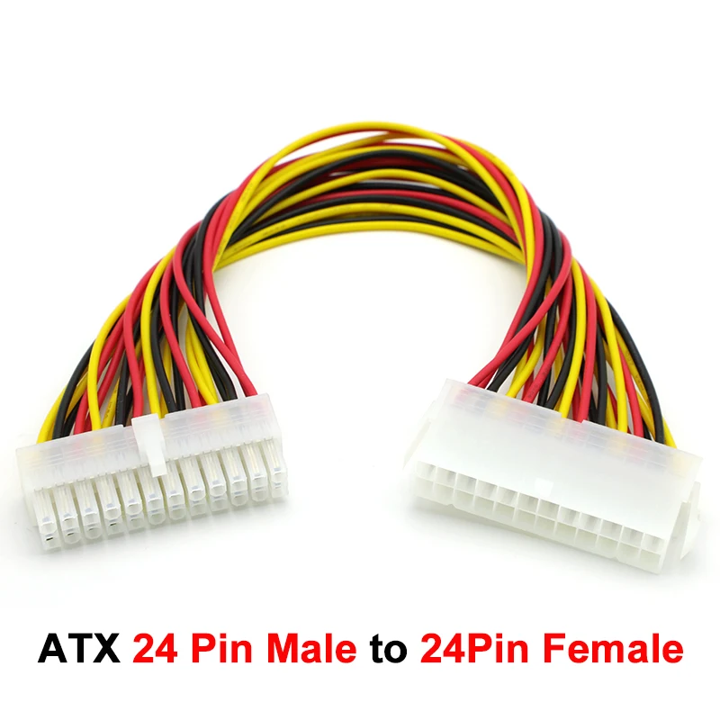Cable de extensión de fuente de alimentación ATX de 24 pines macho a hembra de 24 pines, Cable de conector de Cable de alimentación interno para PC PSU TW, 28CM, 1 unidad - imagen 2