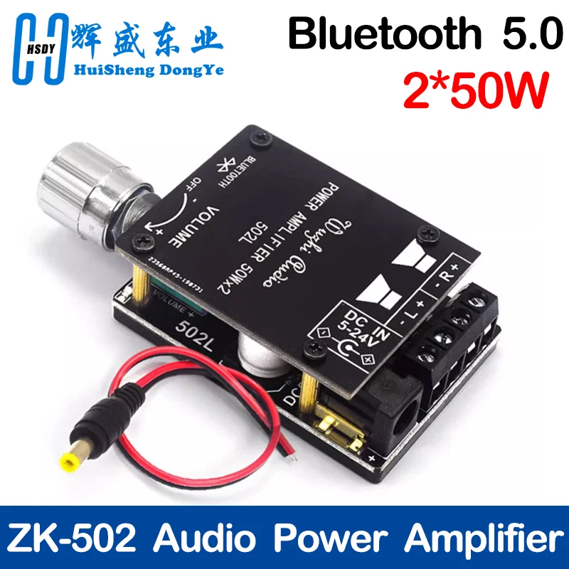 MINI amplificador de potencia Digital de Audio inalámbrico Bluetooth 5,0, placa estéreo 50Wx2, amplificador Bluetooth ZK-502L