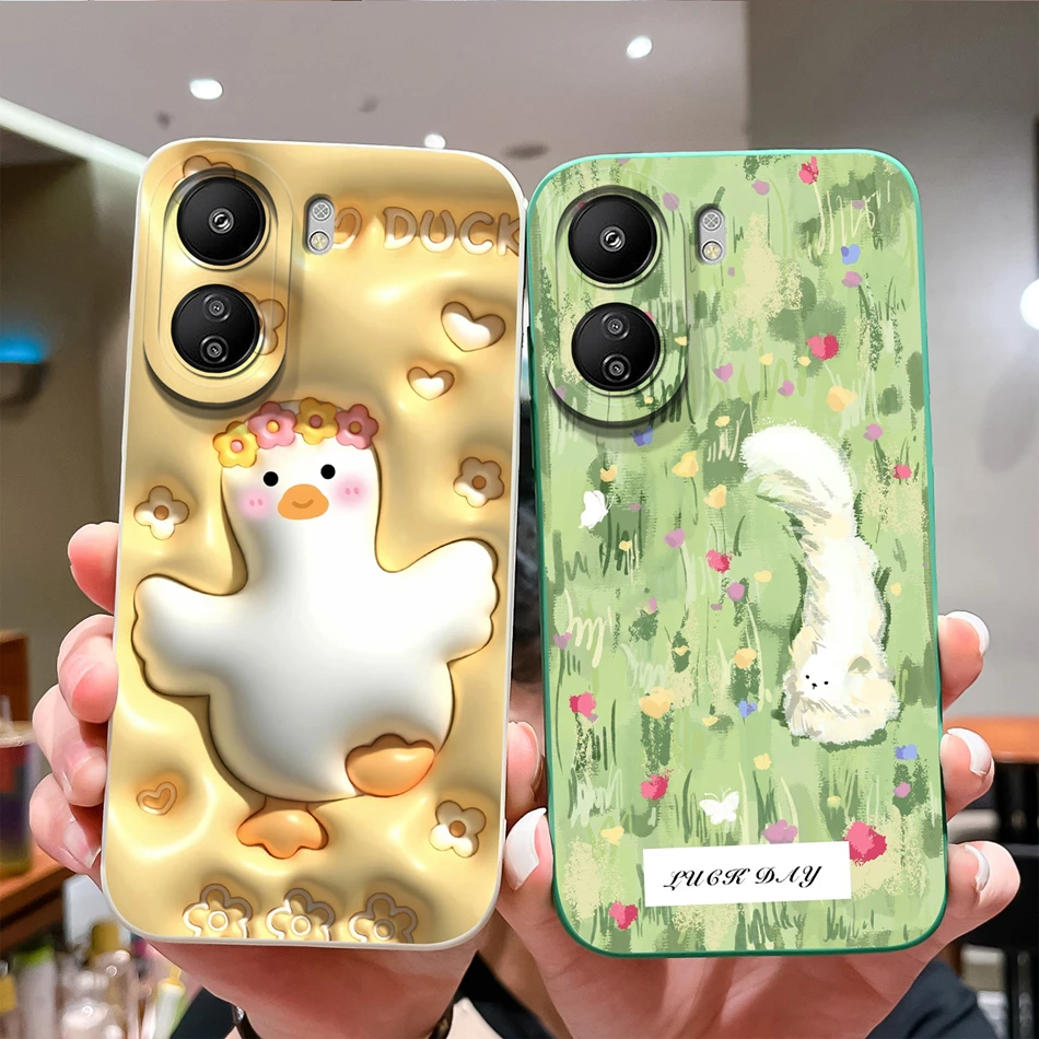 Para Redmi 13C funda de teléfono con estampado Floral protección completa contraportada para Xiaomi Redmi 13 C 4G 5G parachoques de silicona líquida suave y liso - imagen 5