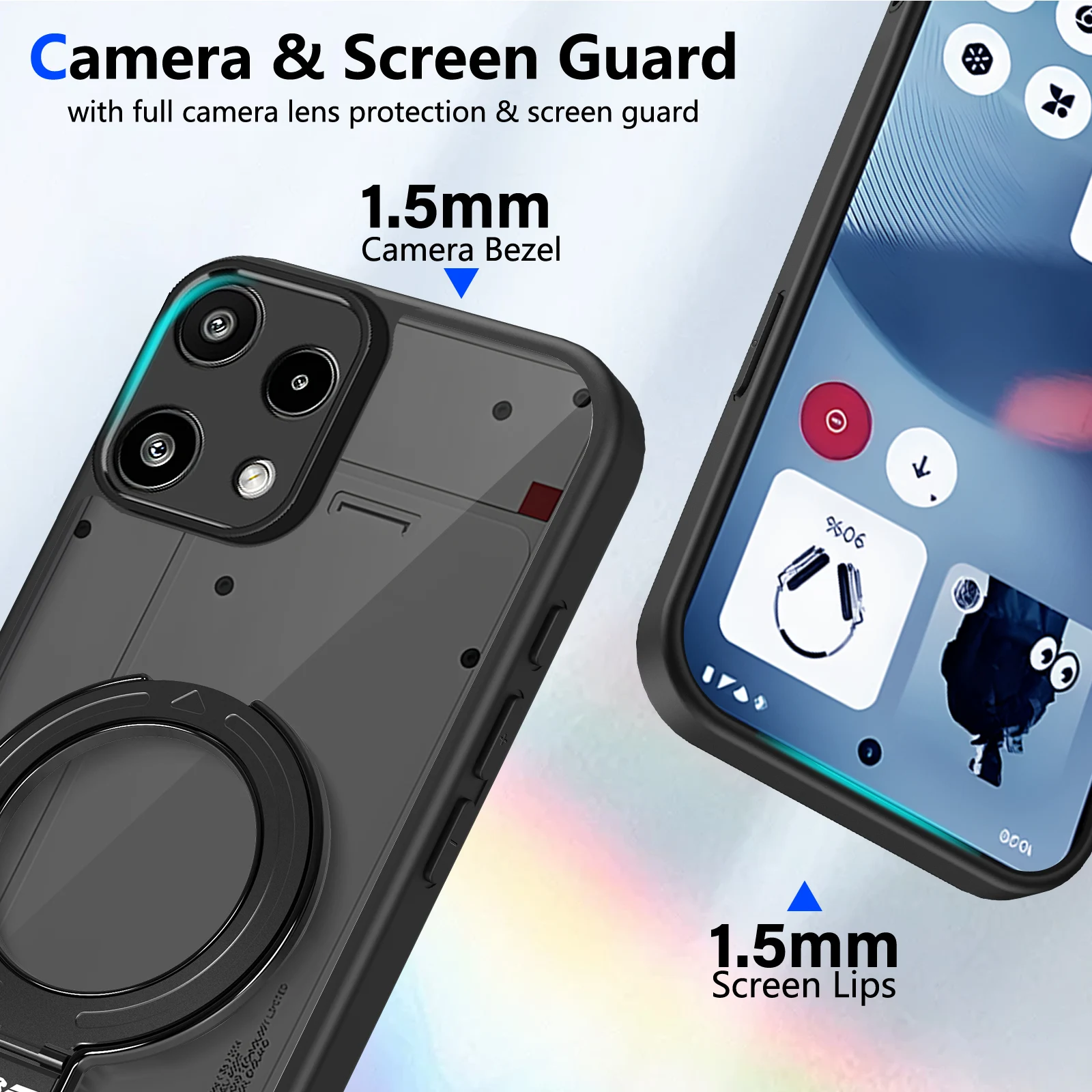 Para Nothing Phone 3A Lite funda dura de PC mate transparente anillo soporte funda protectora trasera para Nothing Phone3 3A 2A 1 Shell - imagen 3