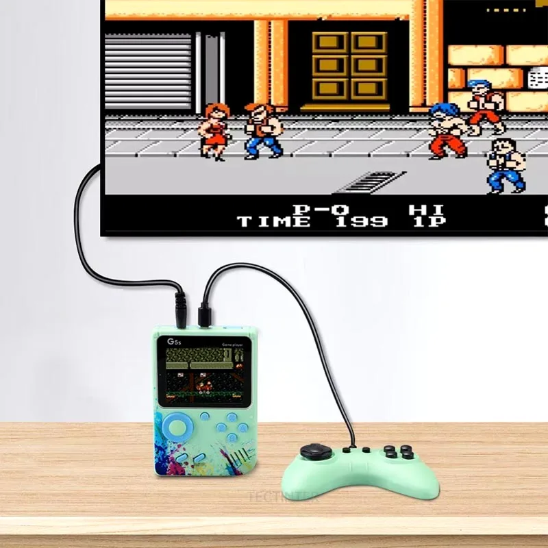 TECTINTER Consola de videojuegos Mini portátil Retro TV reproductor de juegos portátil incorporado 500 juegos pantalla LCD salida AV soporte 2 Play - imagen 4
