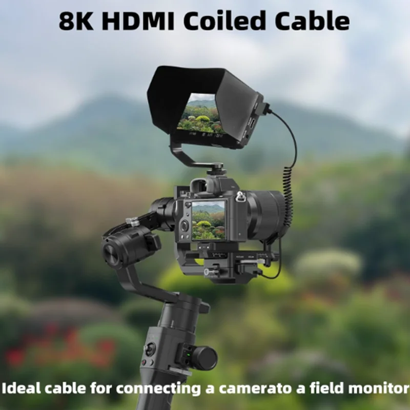 Cable en espiral compatible con HDMI corto 8K arriba abajo izquierda derecha, 48Gbps de alta velocidad macho a macho HDMI 2,1 compatible con HDR, 8K @ 60Hz,4K @ 120Hz - imagen 4